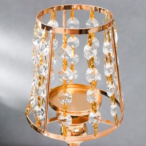 Подсвечник металл на 1 свечу "Кристаллы - Лампа" золото 36х13х13 см