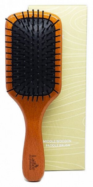 Lador Массажная расческа для волос с деревянной ручкой Middle Wooden Paddle Brush, 1 шт