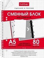 Сменный блок для тетради А5 80л клетка для тетрадей на кольцах (079742) 29105 Хатбер {Россия}