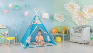 Палатка-вигвам детская Polini kids Жираф, голубой