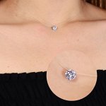 Кулон на леске с цирконом, покрытие: посеребрение, цвет камня: белый, арт. 706.882