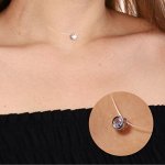 Кулон на леске с цирконом, покрытие: посеребрение, цвет камня: белый, арт. 706.883