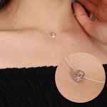 Кулон на леске с цирконом, покрытие: посеребрение, цвет камня: белый, арт. 706.884