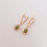 Серьги коллекция Дубай, покрытие позолота,цвет камня: зеленый, 131209,арт. 847.518