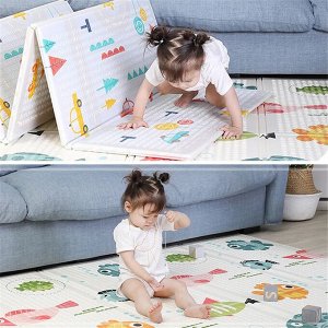 Складной напольный детский игровой коврик Рыбки и Карта, 180*160*1 см