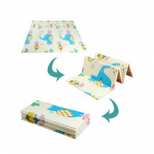Складной напольный детский игровой коврик Жираф и Слоник, 180*160*1 см