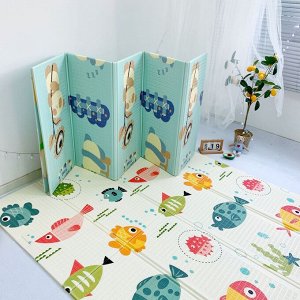 Складной напольный детский игровой коврик Рыбки и Карта, 180*160*1 см