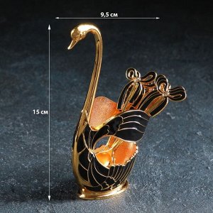 Набор ложек на подставке Magistro Swan, 7,5х4,5х15 см, 6 шт, цвет чёрный