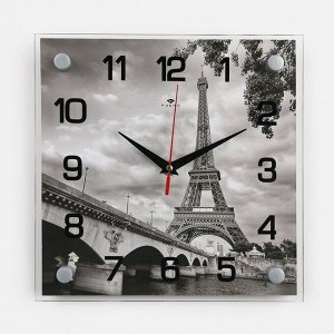 Часы настенные, серия: Город, "Эйфелева башня", 25х25  см