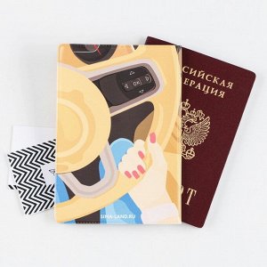 Обложка для паспорта "Девушка за рулём", ПВХ, полноцветная печать