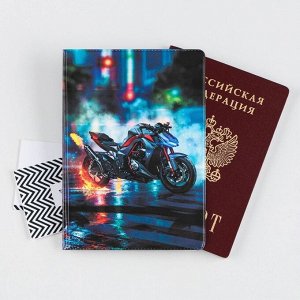 Обложка для паспорта "Байк", ПВХ, полноцветная печать