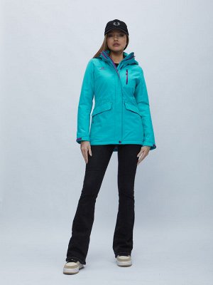 Куртка спортиная женская с капюшоном синего цвета 551702S