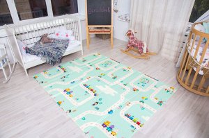Детский игровой коврик, складной Зоопарк и Дорога, 200*180*1 см