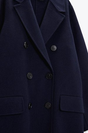 Двубортное пальто  чернильно-синий
