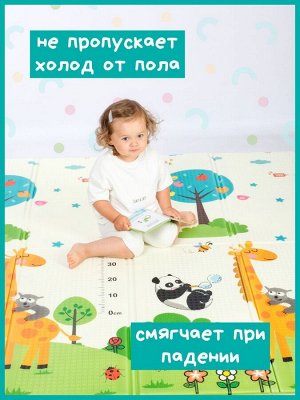Детский игровой коврик, складной Зоопарк и Город, 200*180*1 см