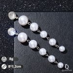 Серьги висячие &quot;Жемчуг&quot; страза в огранке, цвет белый в серебре