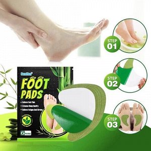 Детокс - наклейка для ног бамбуковые накладки (6шт) Foot pads