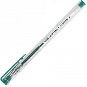 Ручка гелевая STAFF "Basic" GP-789, ЗЕЛЕНАЯ, корпус прозрачный, хромированные детали, узел 0,5 мм, линия письма 0,35 мм, 142791