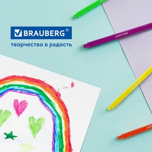 Фломастеры трехгранные 12 цветов, вентилируемый колпачок, BRAUBERG "PREMIUM", ПВХ-упаковка, 152193