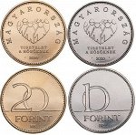 Набор из 2 монет Венгрия 2020 года - Героям пандемии коронавируса, UNC
