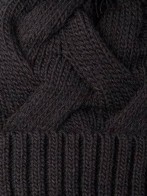 Шапка детская вязаная на завязках, плетение косой, нашивка PERFECTLY imperfect, черный