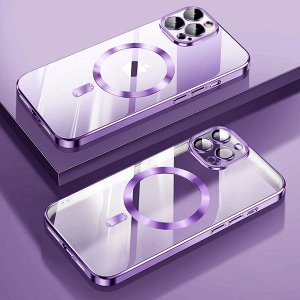 Силиконовый чехол для Iphone с MagSafe Full Cover (+Камера и линзы) закаленное алмазное стекло