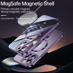 Силиконовый чехол для Iphone с MagSafe Full Cover (+Камера и линзы) закаленное алмазное стекло