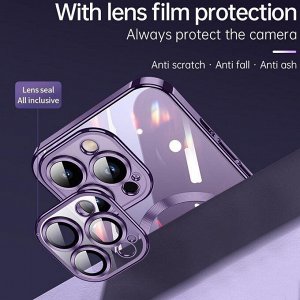Силиконовый чехол для Iphone с MagSafe Full Cover (+Камера и линзы) закаленное алмазное стекло