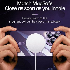 Силиконовый чехол для Iphone с MagSafe Full Cover (+Камера и линзы) закаленное алмазное стекло