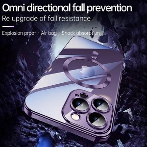 Силиконовый чехол для Iphone с MagSafe Full Cover (+Камера и линзы) закаленное алмазное стекло