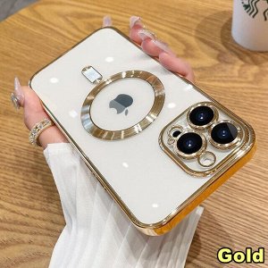 Силиконовый чехол для Iphone с MagSafe Full Cover (+Камера и линзы) закаленное алмазное стекло