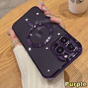 Силиконовый чехол для Iphone с MagSafe Full Cover (+Камера и линзы) закаленное алмазное стекло