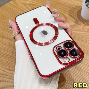 Силиконовый чехол для Iphone с MagSafe Full Cover (+Камера и линзы) закаленное алмазное стекло