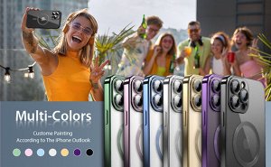 Силиконовый чехол для Iphone с MagSafe Full Cover (+Камера и линзы) закаленное алмазное стекло