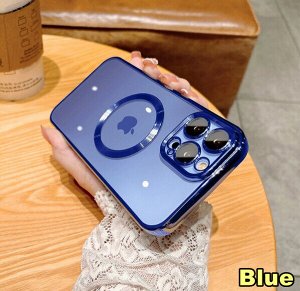 Силиконовый чехол для Iphone с MagSafe Full Cover (+Камера и линзы) закаленное алмазное стекло