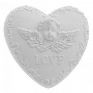 Декоративное украшение из полирезины 6.4*6.7*3.5см "Сердце Love" белый