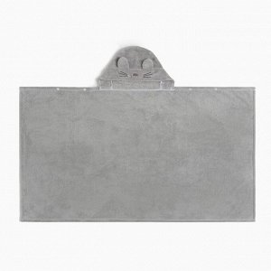 Полотенце с капюшоном Крошка Я, цвет серый, 67х120 см, 100% п/э, 280 г/м2