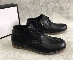 Ботинки мужские зимние натуральная кожа и мех черные