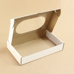 Коробка плоская с окном 280*170*50 мм и откидной крышкой, белая