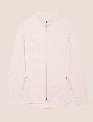 Розовая флисовая куртка стандартного кроя с молнией и деталями