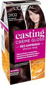 Краска для волос Лореаль Париж без аммиака Casting Creme Gloss тон 3102 Холодный темно каштановый Loreal Paris 160 мл