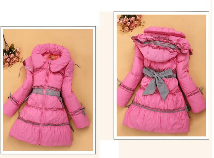 Пуховое пальто розовое
