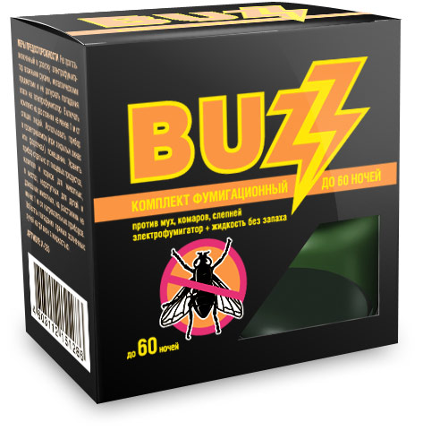 BUZZ  Комплект от комаров (жидкость + фумигатор) Без запаха (60 ночей) /24шт/