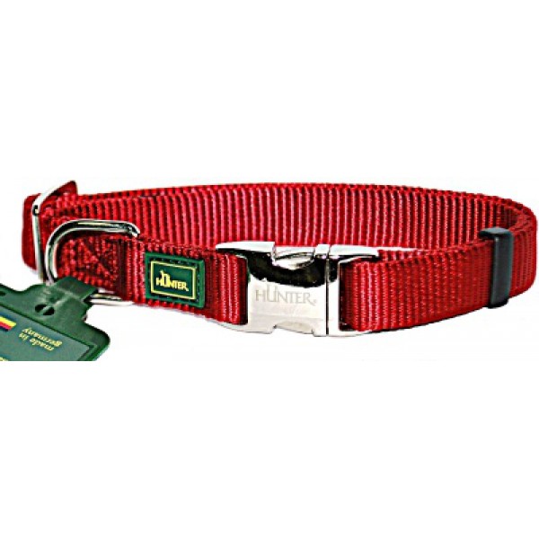 Hunter ошейник для собак ALU-Strong M (40-55 см) нейлон с металлической застежкой красный