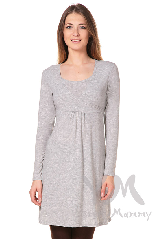 Платье Трапеция с пояском светло-серый меланж