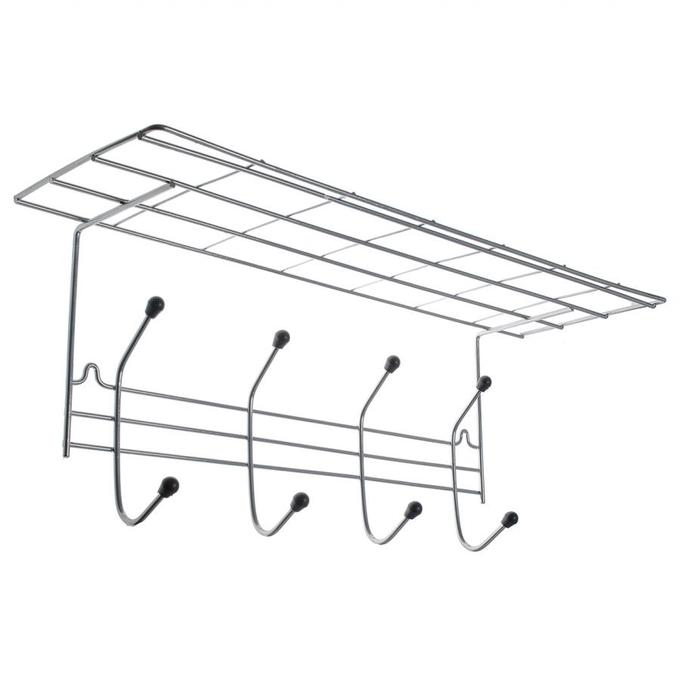 АЛТ 05С Вешалка д/одежды 4 крючка с полкой хром 23*60