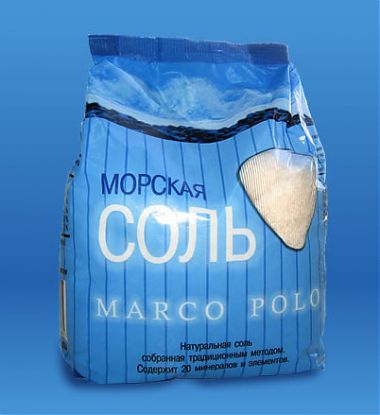 Соль морская мелкая Марко Поло, пластиковый пакет 1 кг