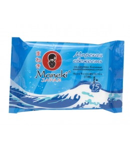 Салфетки влажные &quot;Maneki&quot; Kaiteki, антибактериальные &quot;Морская свежесть&quot;, 15шт./упак