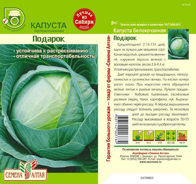 Капуста подарок описание характеристика сорта фото Капуста Подарок/Сем Алт/цп 0,5 гр. Кабачок, капуста. Кукуруза. Семена овощей