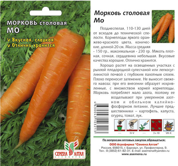 Морковь мо описание сорта фото отзывы садоводов